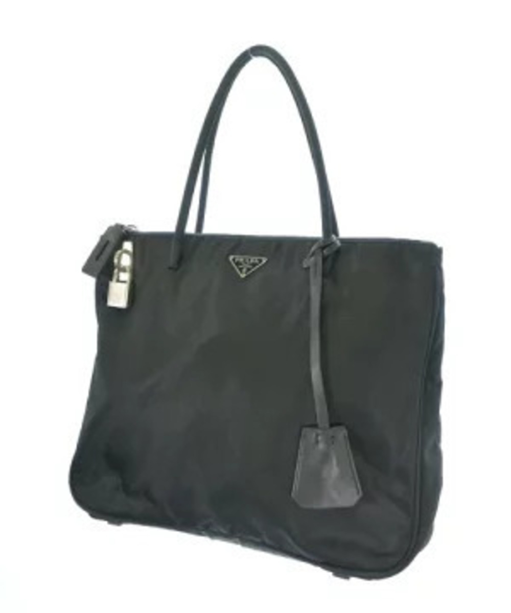 Prada black Tessuto tote double top handles enameled logo - Picture 5 of 7